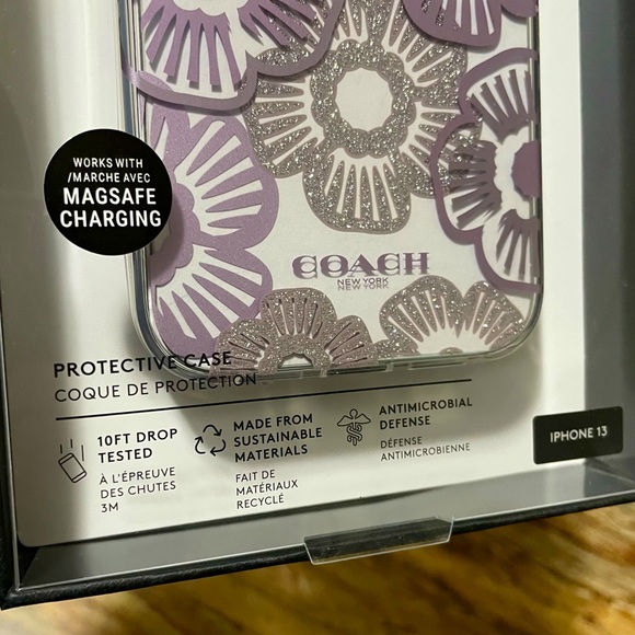 Coach MagSafe Phonecase For iPhone 13 Purple Silver Floral Phone Case Cover - Picture 5 of 6